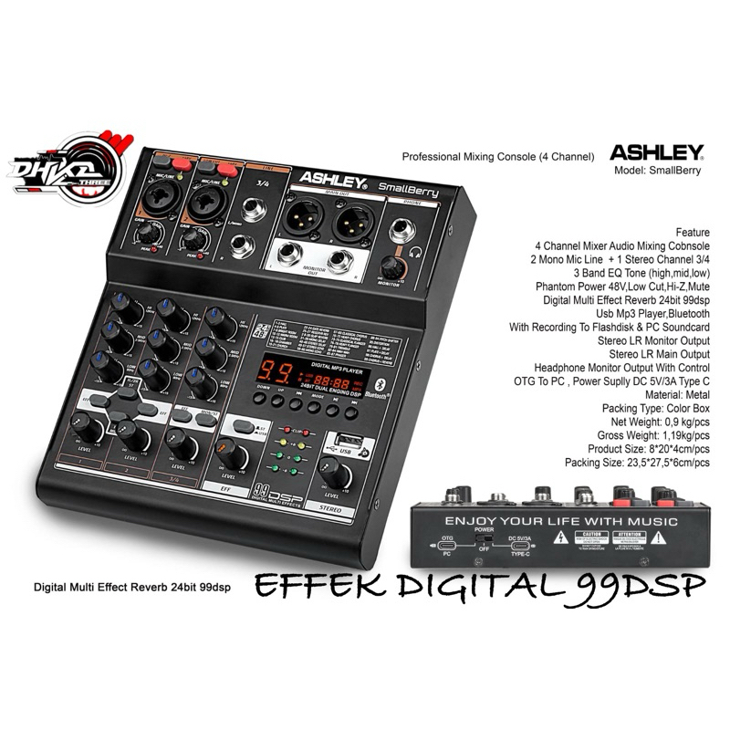 MIXER ASHLEY 4 CHANNEL ASHLEY SMALLBERRY 99dsp / Mixer Ashley SMALLBERRY 99 dsp baru / Mixer Ashley 
