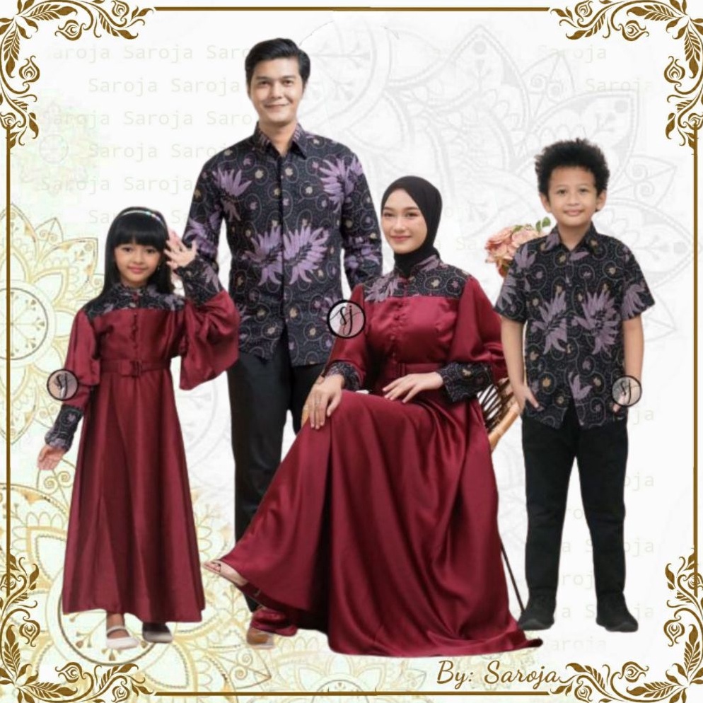 KODE J17C Couple Keluarga Family Set Gamis Maxmara Prili Ungu  Gamis Wanita Maxmara  Couple Pesta Te