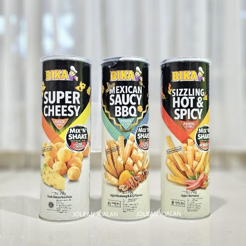 

BIKA Mix n Shake 70gr Chili Cheese Ball, Chili Potato Stick, Hot n Spicy Potato Stick