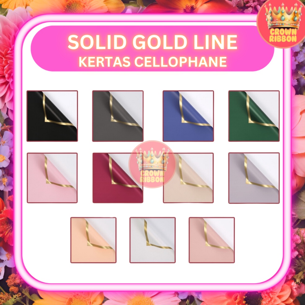 

Dijamin Puas 5 LEMBAR Kertas Cellophane Buket Bunga SOLID GOLD Line Flower Wrapping Paper
