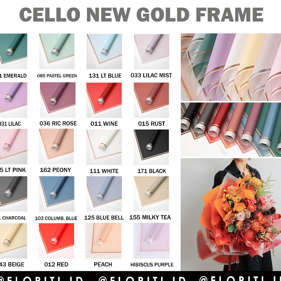 

Paling Terjamin 2 lembar Cellophane Kertas Buket New Frame Gold Flower Wrapping