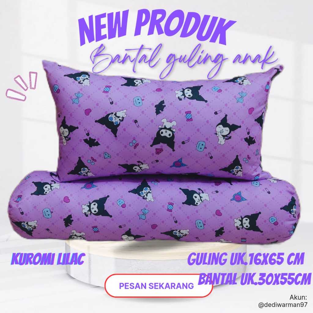 SET Bantal Guling Anak Junior /Bantal Anak Laki Laki /Bantal Anak Perempuan Motif Kuromi