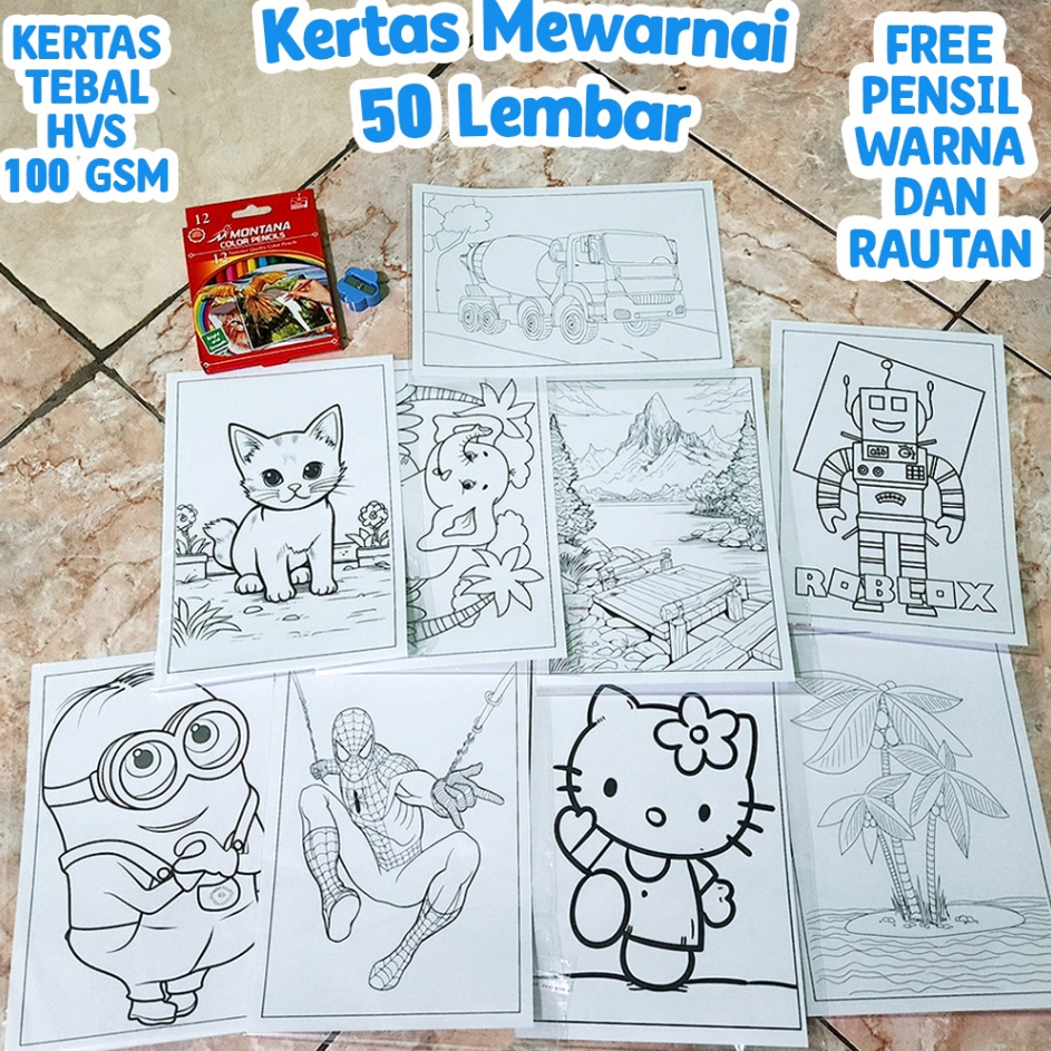 

Ready Ekonomis 5 Lembar Mewarnai Free Pensil Warna dan Rautan