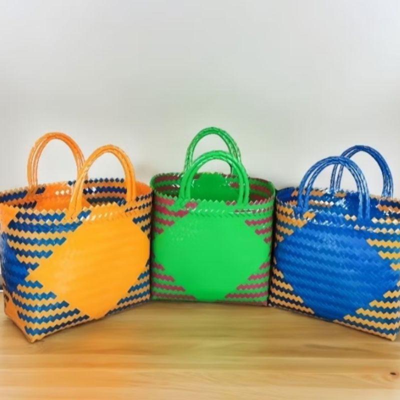 Tas Anyaman Plastik Kaca Premium Murah /Tas Belanja Pasar Anyam