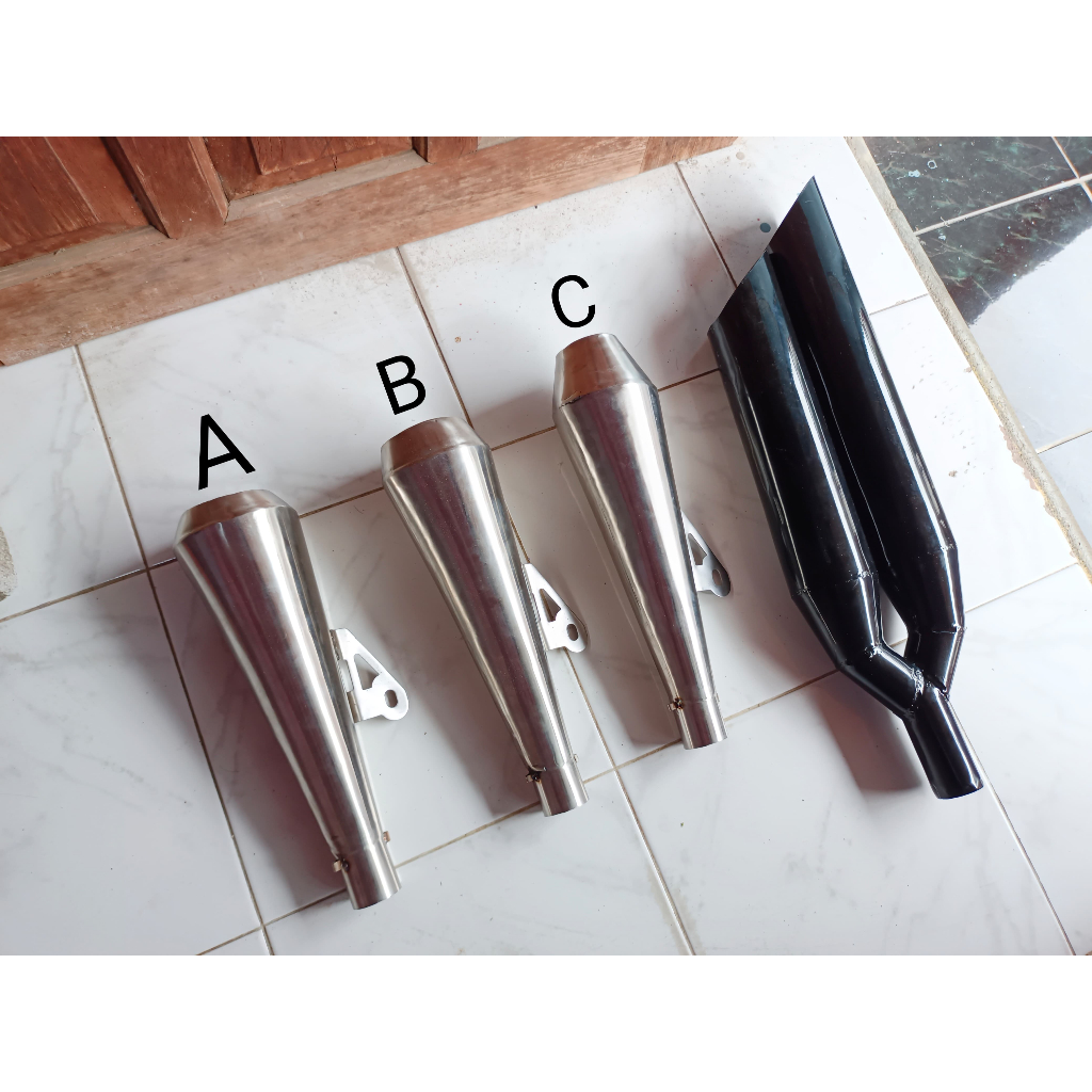 knalpot motor custom japstyle bobber doubel Bambu runcing japstel murah knalpot stanlies stenlis