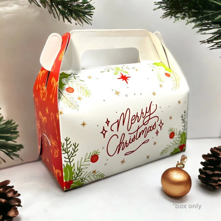 

( 5 pcs ) gable box edisi natal kemasan kue kering dus tenteng packing hampers merry christmas ukuran 22x11x11 cm