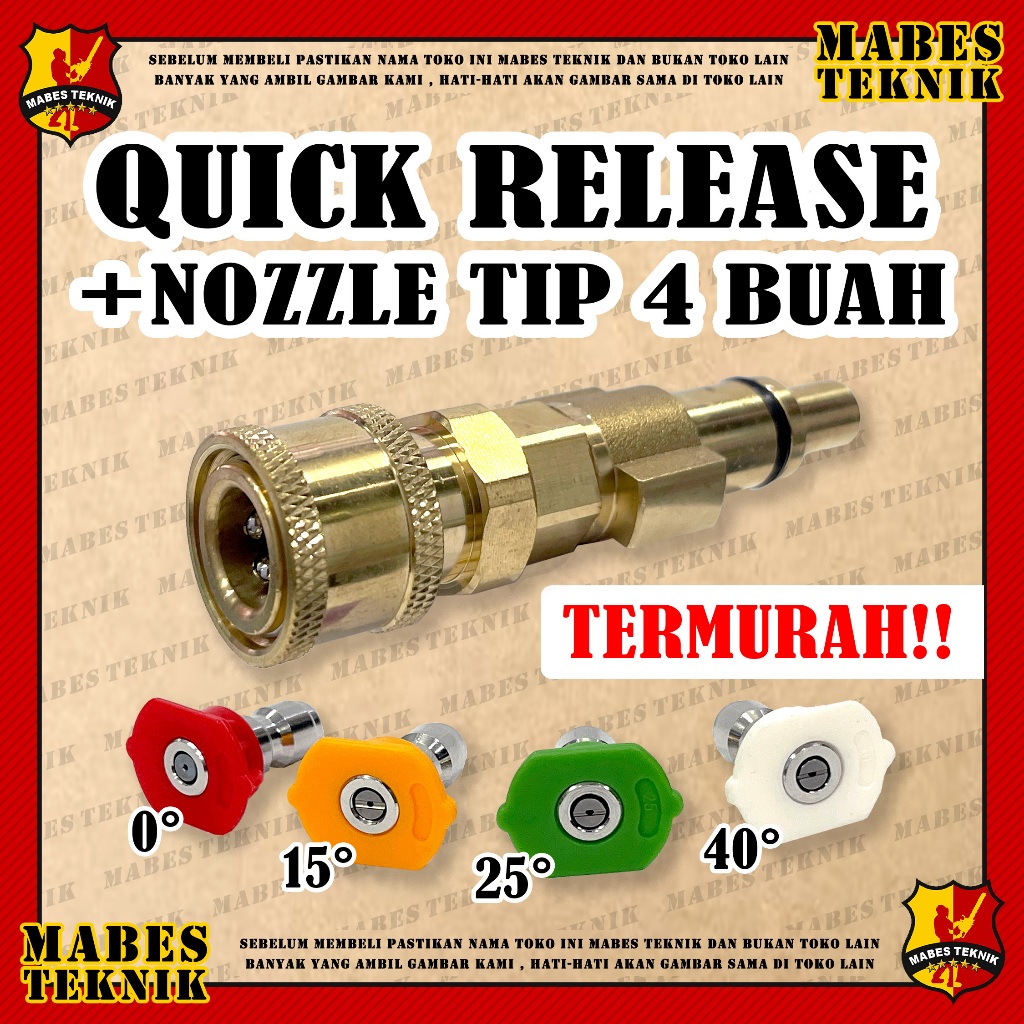 Adaptor Gun Quick Release Konektor untuk Stik Gun Jet Cleaner Paket Spray Nozzle Tip 4 pcs