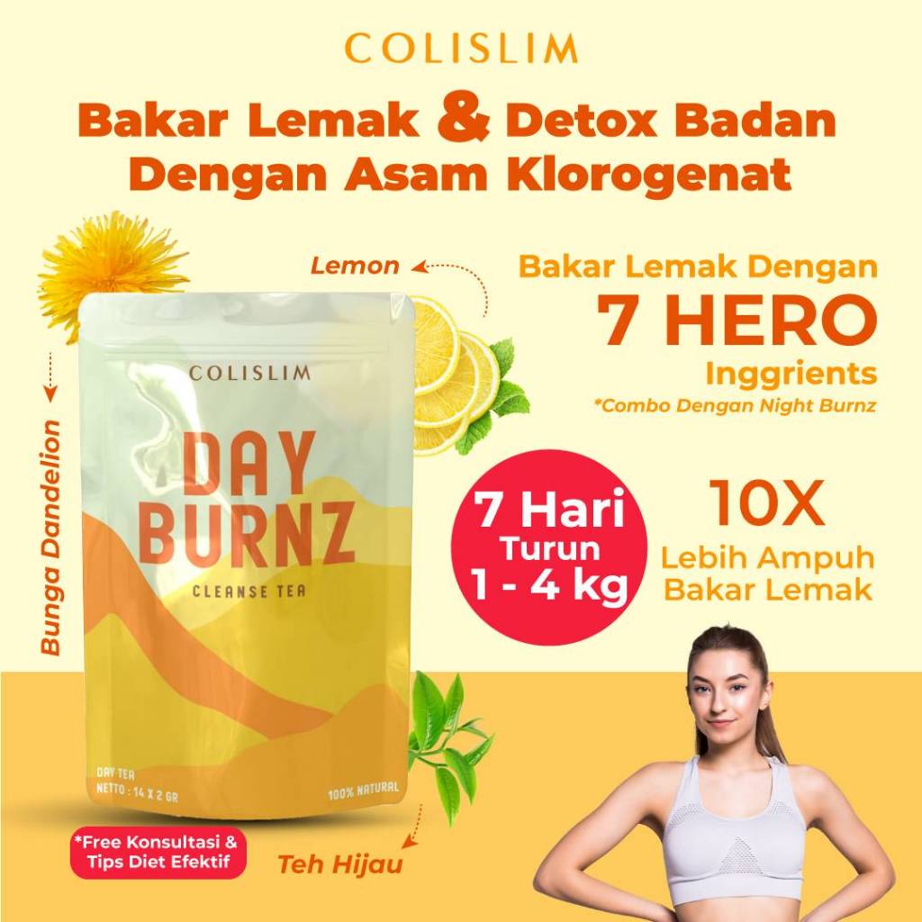

Teh Pelangsing COLISLIM | Day Burnz Cleanse Tea | Teh Diet | Teh Detox | Teh Penurun Berat Badan |