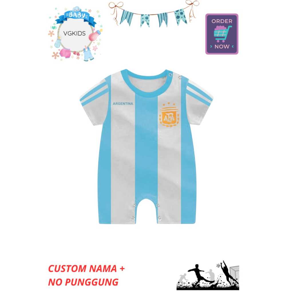 Romper Argentina Bola / Jersey Bayi Club Bola Bayi / Romper Bayi
