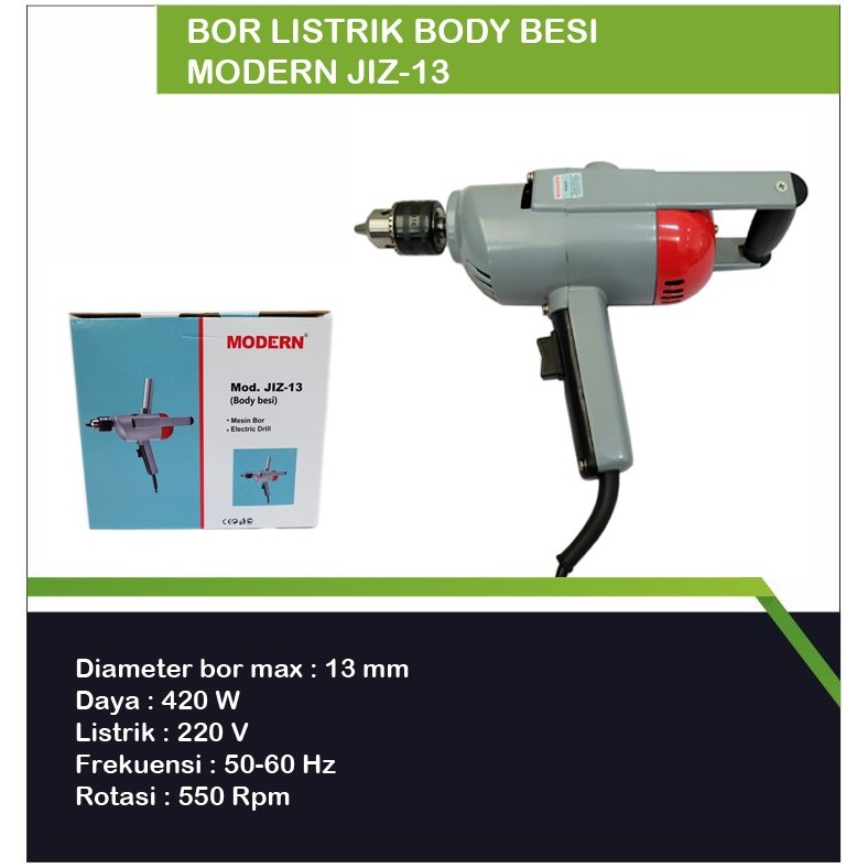 Bor Listrik Body Besi Modern JIZ-13 / Bor Listrik Tangan