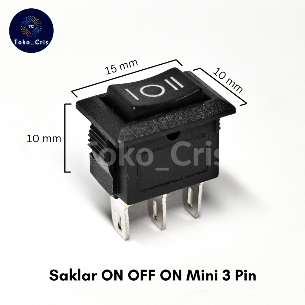 Saklar ON OFF ON Mini 3 Pin / Saklar Switch ON OFF ON Kecil 3 Kaki / Rocker Switch Mini 3 Pin Kotak