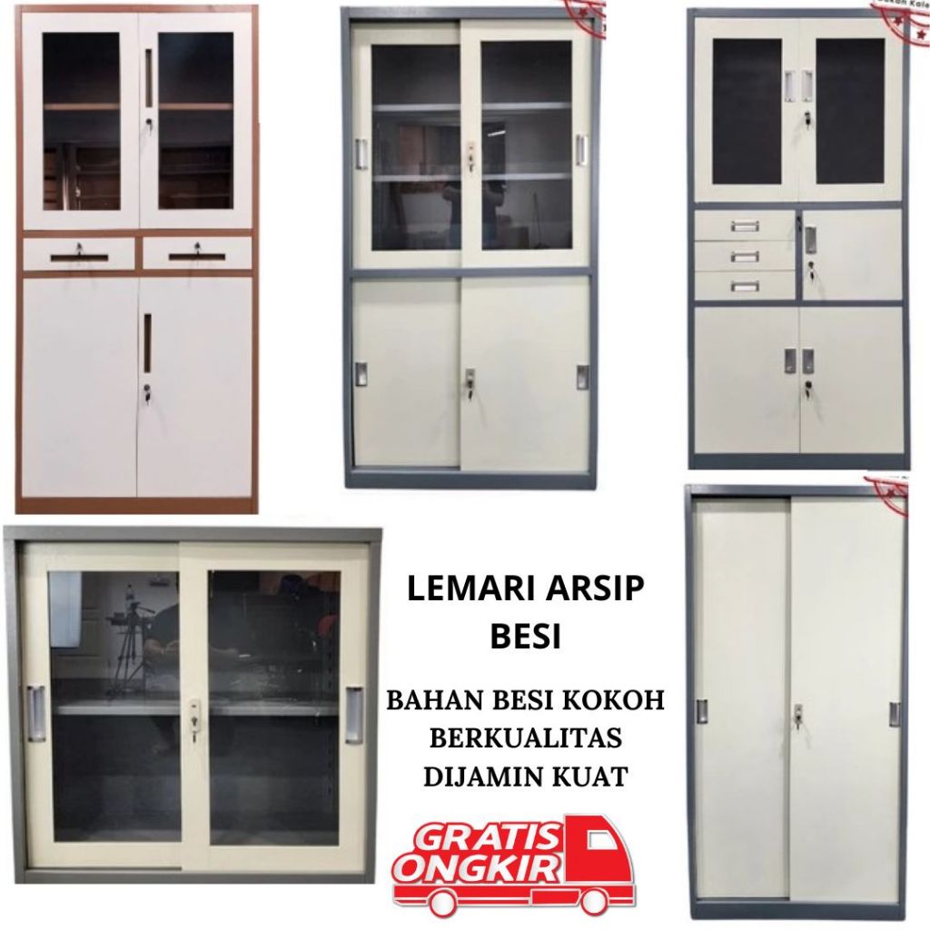 Lemari Arsip Besi 2 Pintu Sliding Kaca Lemari Dokumen Lemari  Arsip Pintu Ayun Geser kaca Lemari Ars