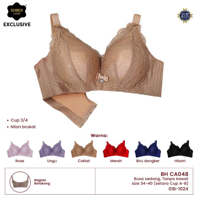 0Bh Sorex CA 048 Sayap Lebar | Push Up Bra Soerx CA048 Busa Tebal Tanpa Kawat Kait 4