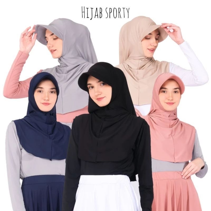 Kerudung Topi Sporty Olahraga - Jilbab Topi - Hijab Topi Instan Trendi Fashion