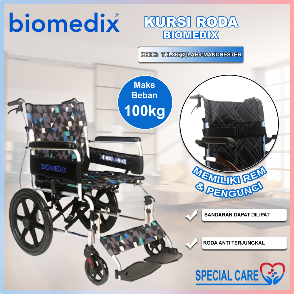 BIOMEDIX MANCHESTER - Kursi Roda Portable Traveling Lipat Aluminium Ringan