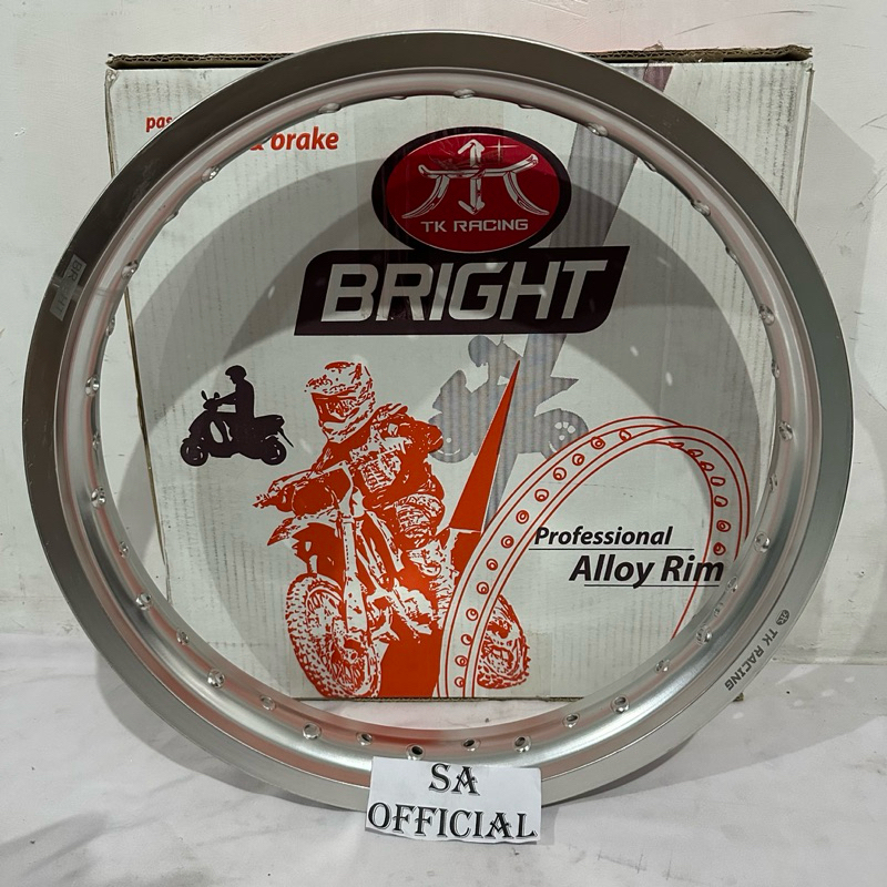 Velg Pelek TK racing japan Bright 215 ring 17 hole 28 silver alumunium Bsan Original WM Vrossi rossi
