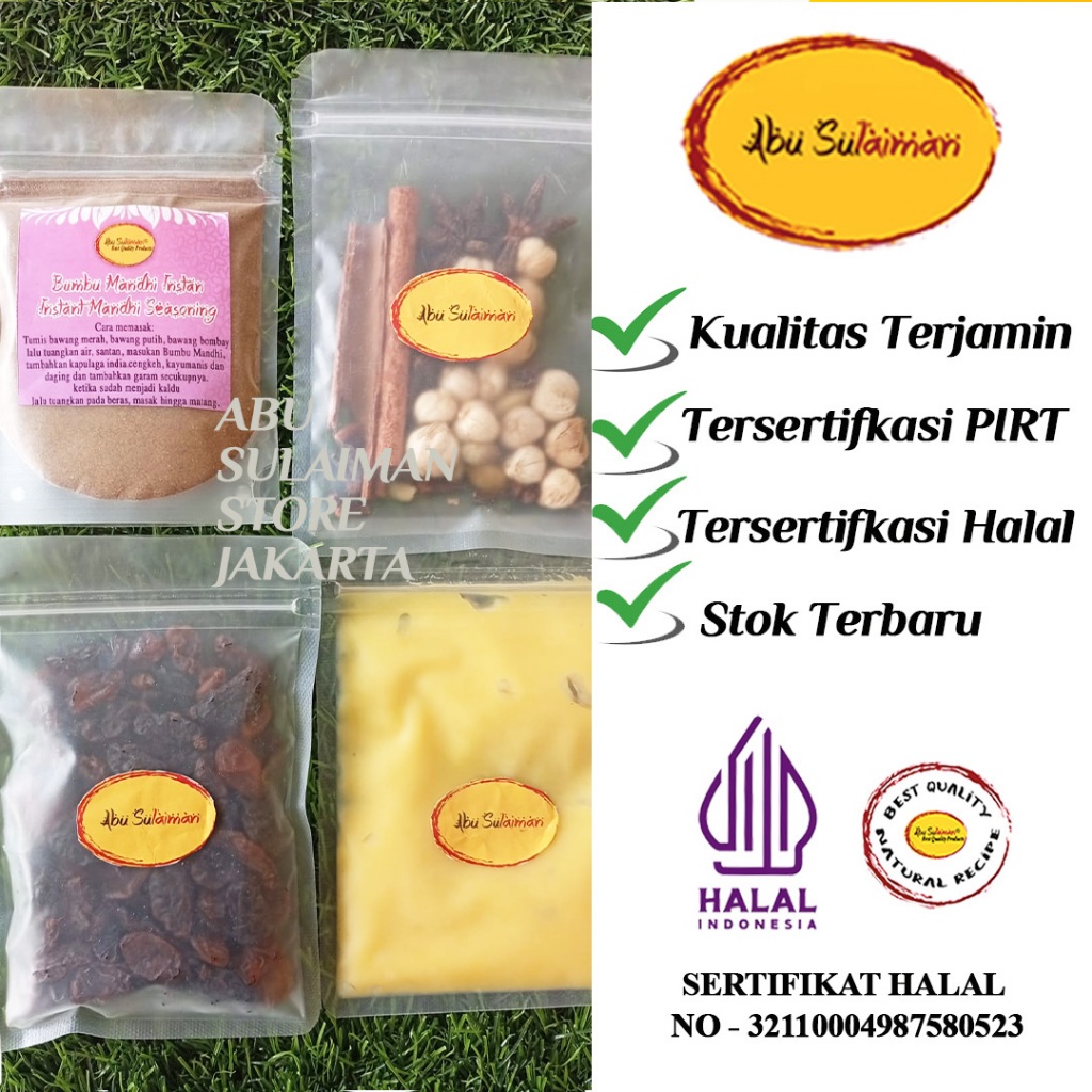 

BUMBU LENGKAP LEBIH HEMAT MANDHI INSTANT/ EKSTRA REMPAH KISMIS DAN MINYAK SAMIN UNTUK 1 KG BERAS