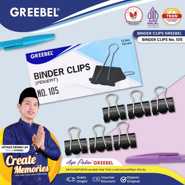 

TBMO Greebel Binder Clip / Greebel Penjepit Kertas NO.105