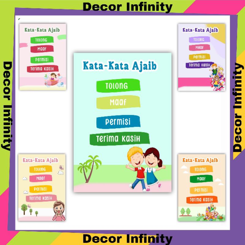 Poster Dinding KATA KATA AJAIB Poster sekolah edukasi belajar anak