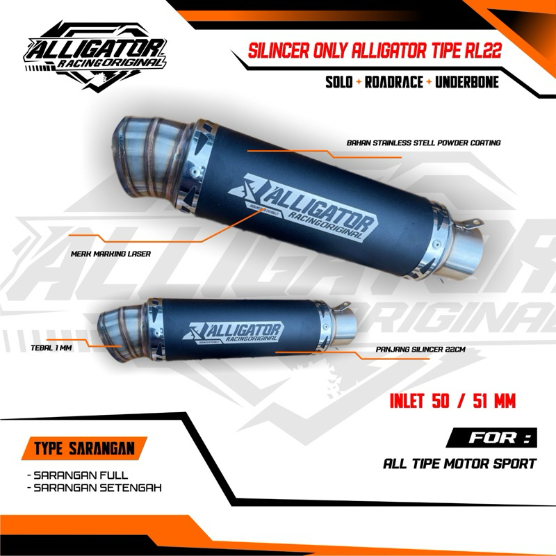 Silincer Tipe RL Malaystyle ALLIGATOR V2 universal All tipe motor silincer only
