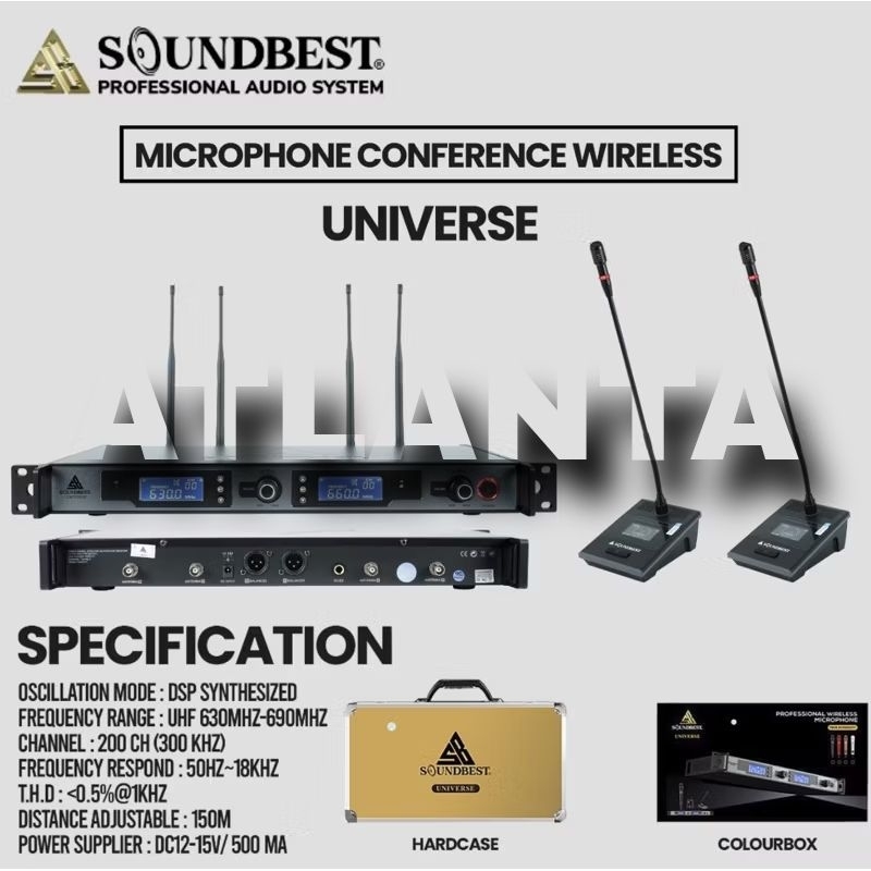 Microphone Wireless Soundbest Universe Podium Original 2 Mic Meja Garansi Resmi SOUNDBEST