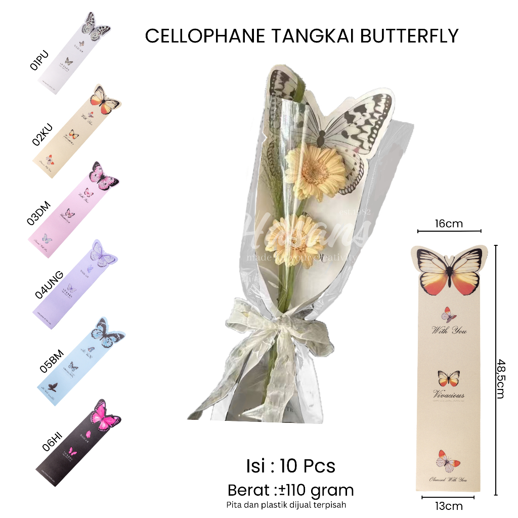 

[10 Lembar] Kertas Buket Tangkai Mawar / Kertas Buket Butterfly / Kertas Buket Tangkai Mawar / Wrapping Paper Butterfly / Cellophane Tangkai Mawar Bentuk Kupu-Kupu / Cellophane Tangkai Butterfly