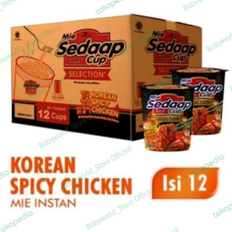 

mie sedap cup Korean spicy chicken 1 dus isi 12