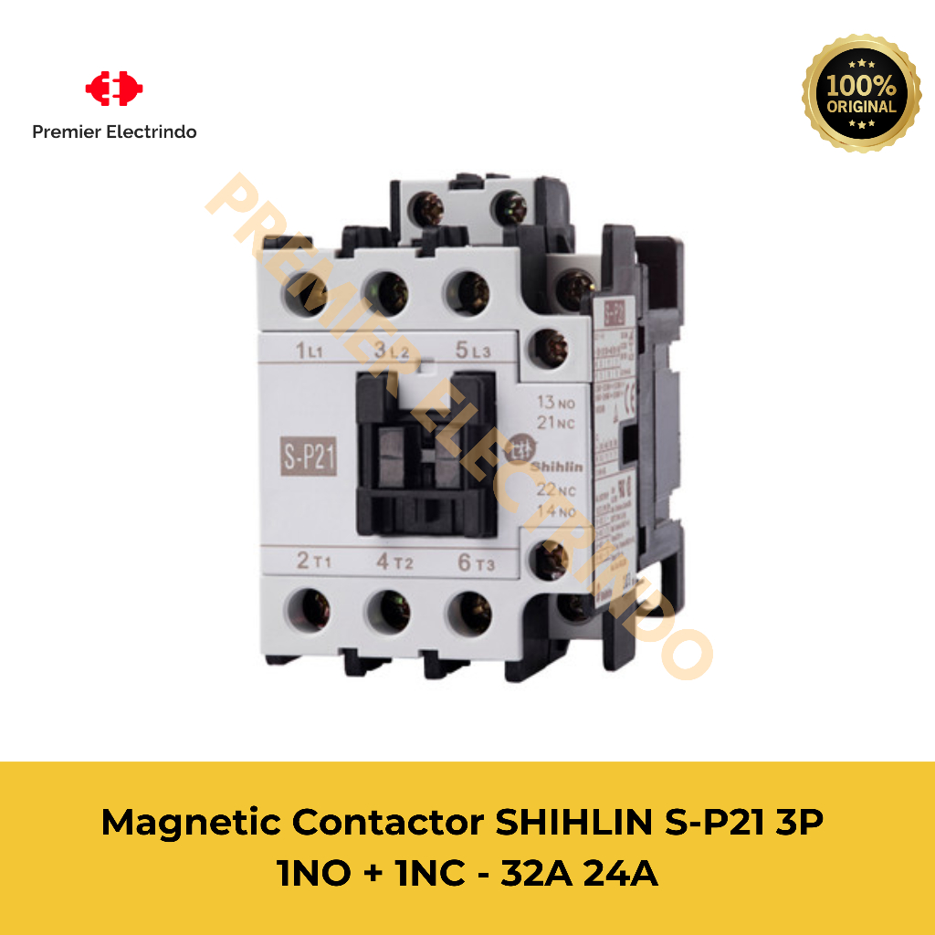 Magnetic Contactor SHIHLIN S-P21 / SP21 3P 1NO + 1NC 32A 24A - Magnetic Kontaktor Shihlin Electric