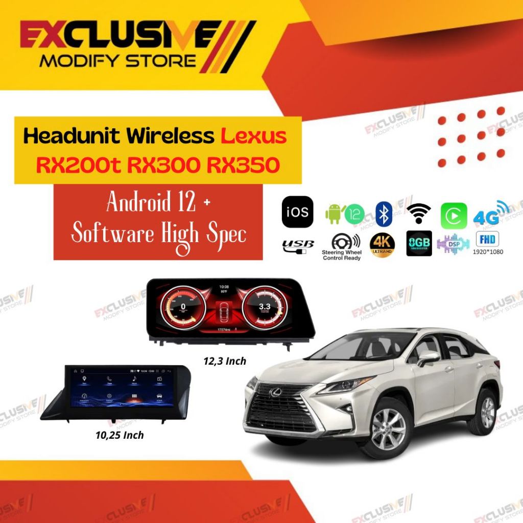 LEXUS RX200t RX300 RX350 (2016-2018) & (2019-2023) HEADUNIT WIRELESS APPLE CARPLAY ANDROID 12+ HIGH 