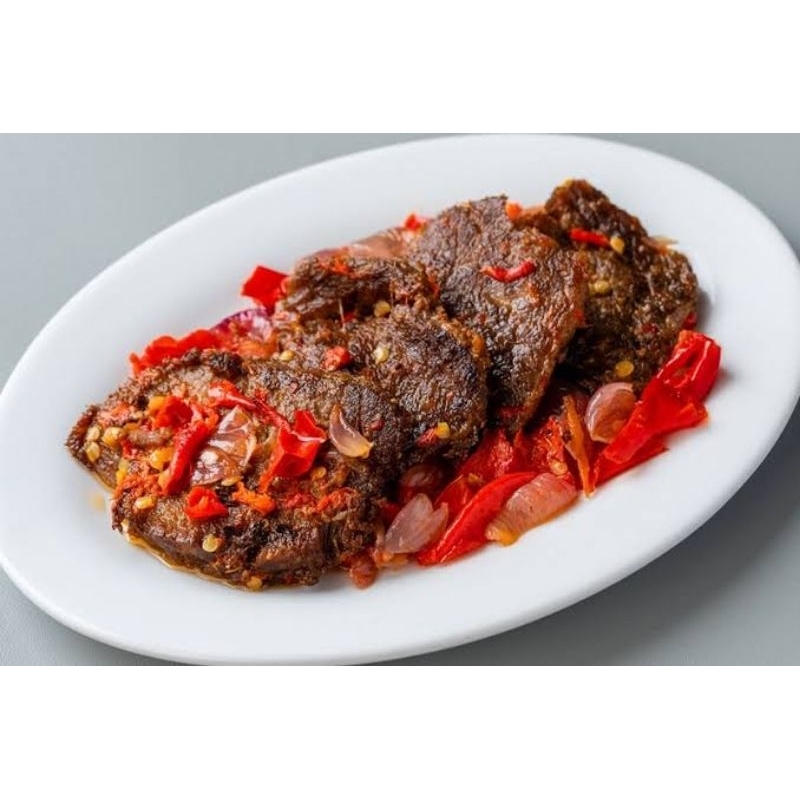 

Lauk Praktis Premium Halal varian Dendeng Balado by Seribu Pulau Food isi 150gr