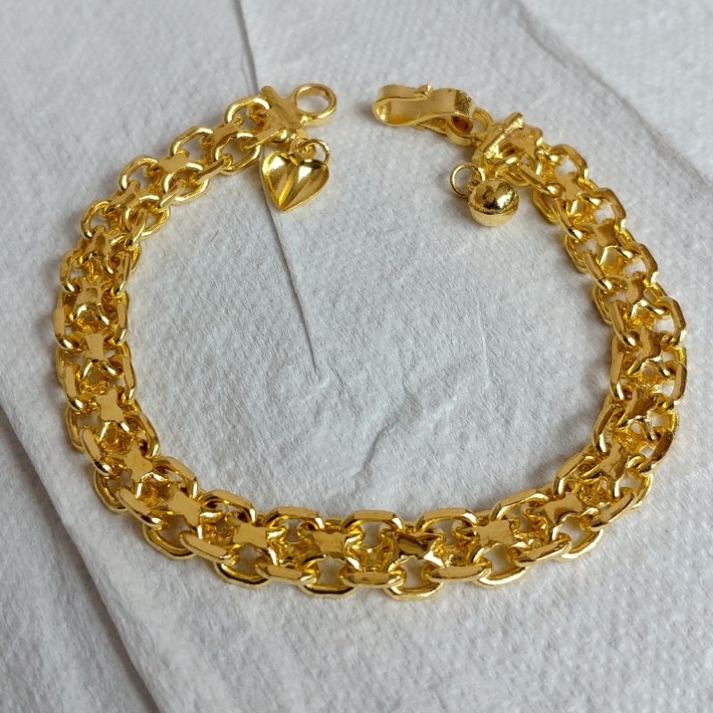 Gelang Rantai Nori Gandeng Lapis Emas Asli Lebar