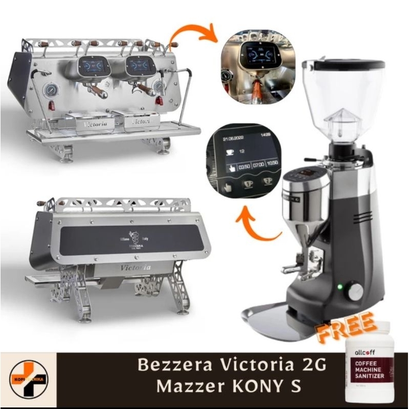 Paket Mesin Kopi Espresso BEZZERA VICTORIA 2G PID Grinder Kopi Mazzer KONY S Electronic