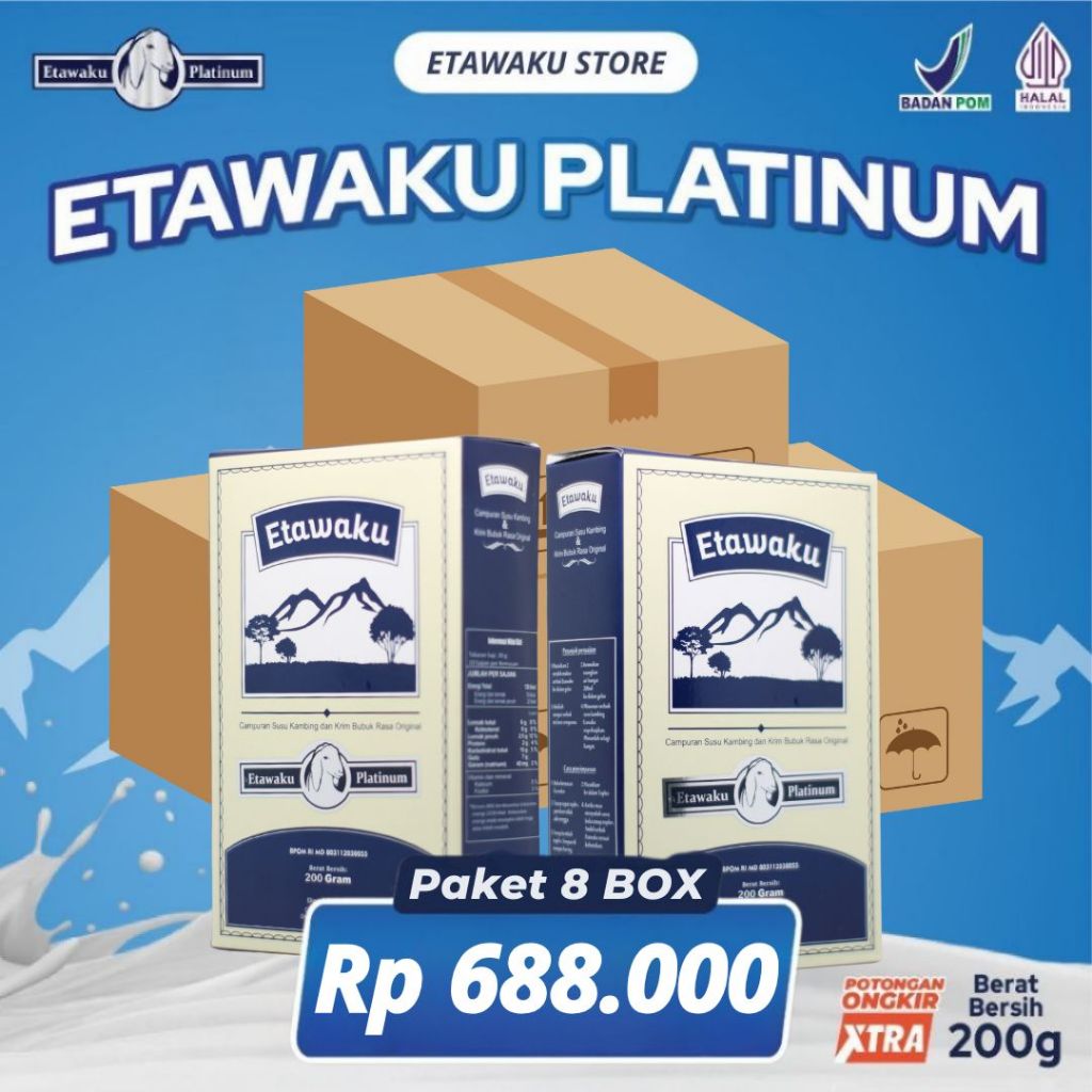 

Etawaku Platinum Susu Kambing Murni Atasi Nyeri Sendi & Tulang Original 8 Box