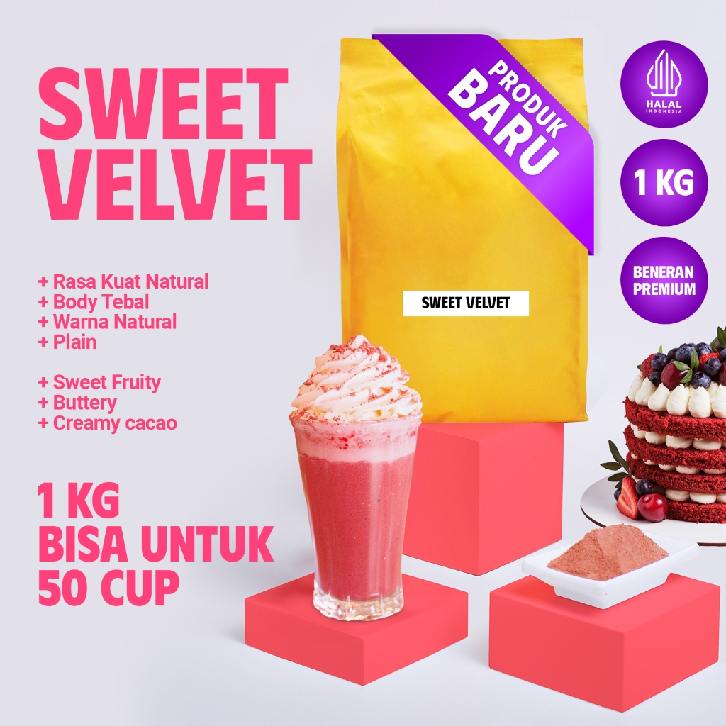 

Jagorista Bubuk Minuman Sweetvelvet Kualitas Premium 1 KG / Untuk 50 Cup / 20 gr per Sajian / Premium Powder / Bubble Drink