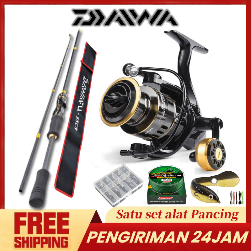 DAIWA Joran Pancing Set 165cm—270cm Teleskop Joran Set 5.2:1 Reel Pancing Full Set set pancing berku