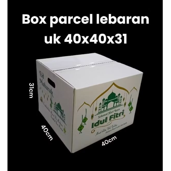 

Kardus Box parcel lebaran uk 40x40x31 warna putih.