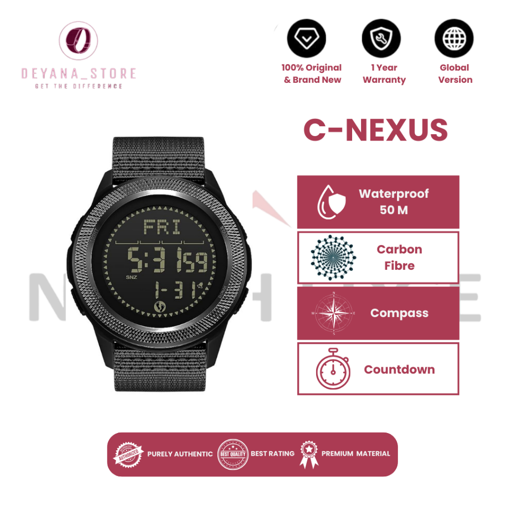 NORTH EDGE C-NEXUS Carbon Fiber Compass Metronome Swimming Sports Men Watch (50meter)