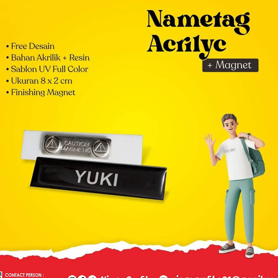

Papan Nama name tag aja/papan nama akrilik magnet/bed nama dada