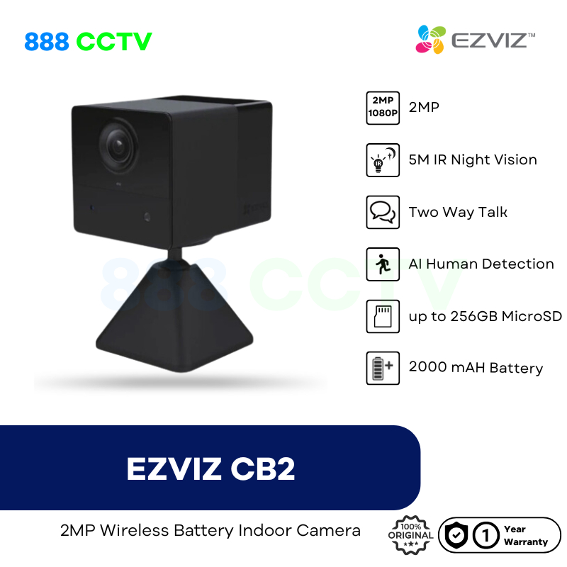 EZVIZ CB2 2MP Spy Camera Wifi Battery CCTV Indoor 2.000mAh