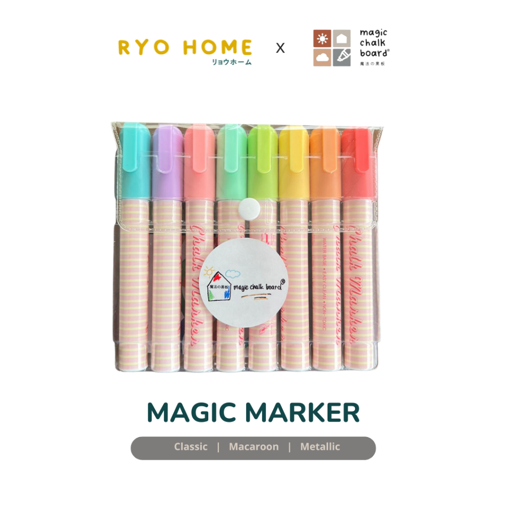 

Ryo Home - MAGIC MARKER / Set 8 pcs / Spidol Anak / Kapur Cair / Window / Liquid Chalk
