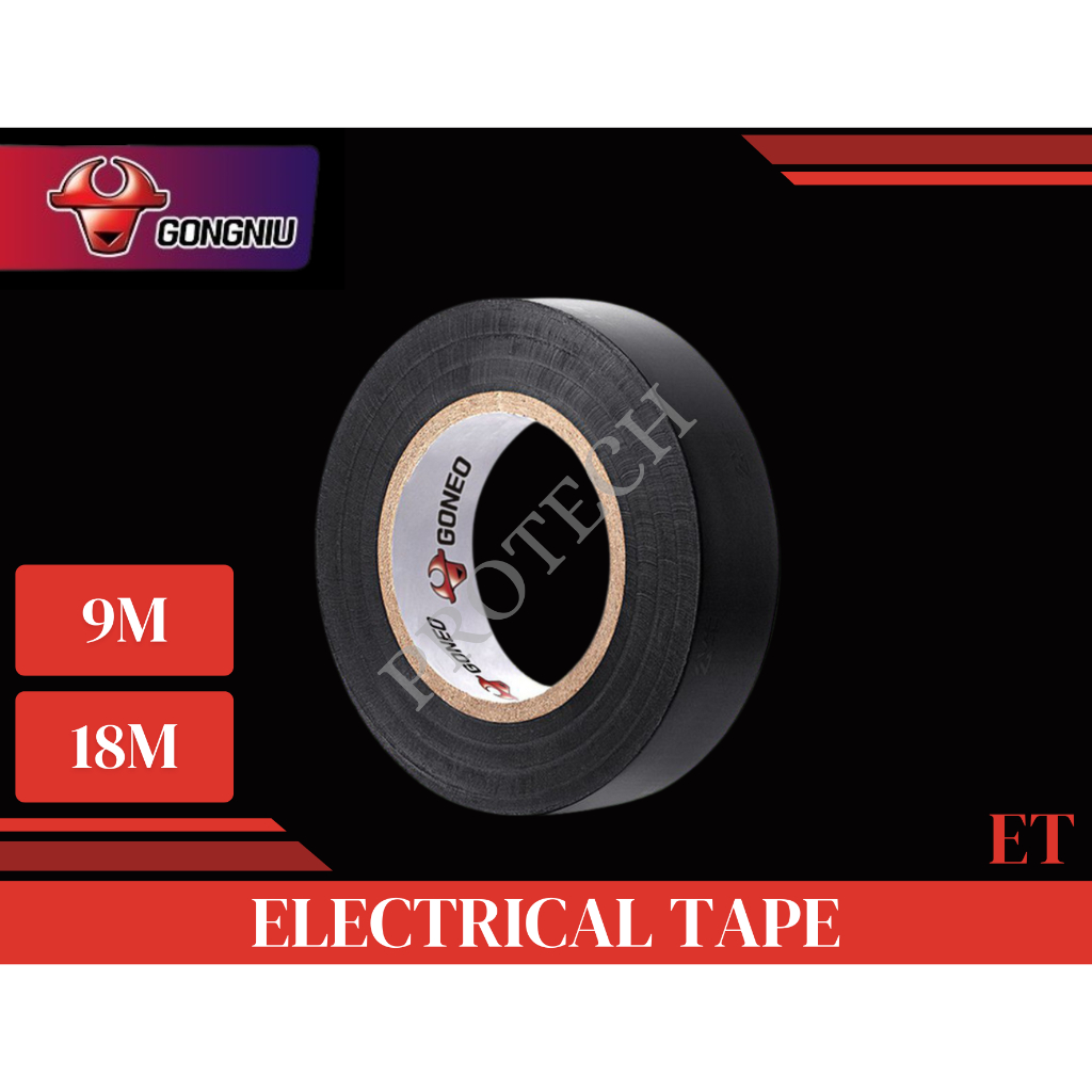 GONGNIU GONEO ET / ELECTRICAL TAPE ISOLASI LISTRIK 9M 18M METER 0.13MM X 18MM PVC ANTI BAKAR