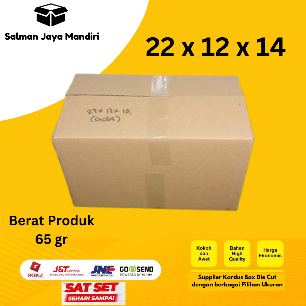 

Kardus Box Karton Kotak Dus Packing Polos 22 x 12 x 14