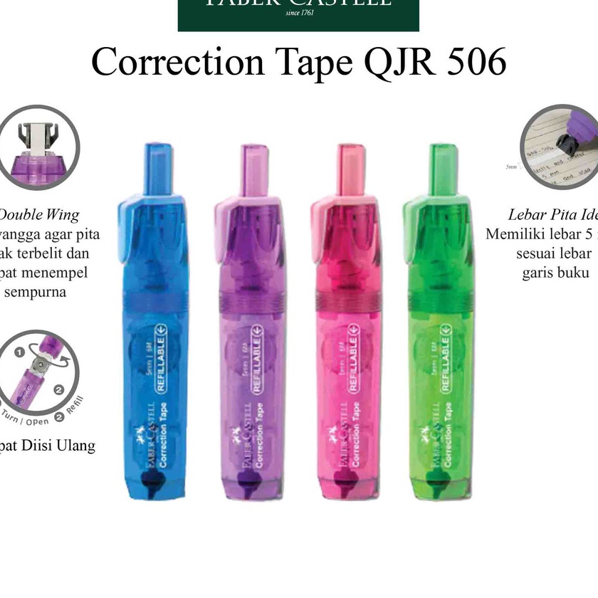 

HJ6 Correction Tape Faber Castell QJR 56 Tipe Barrel Tipe X Kes Gratis Refill 1 Pcs
