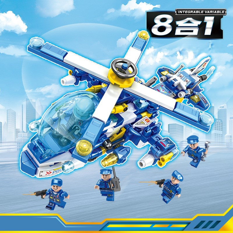 BUILDING BLOCK BRICK POLICE HELI AIRPLANE CAR ROBOT BOAT / MAINAN BALOK BLOK MOTIF POLISI PESAWAT MO