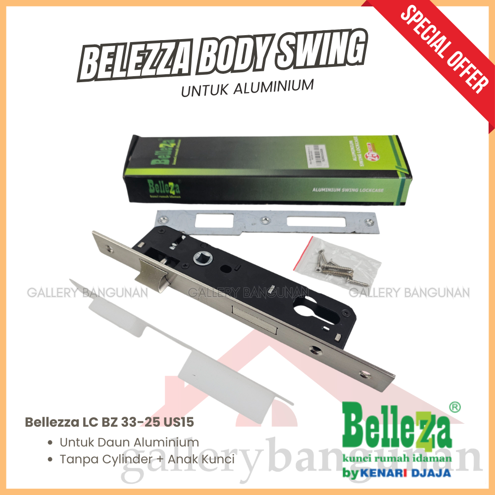 Bellezza Body Kunci Swing LC BZ 33-25 US15 Alumunium Almini Kamar Rumah Lidah Mortise Mortis Bodi  B