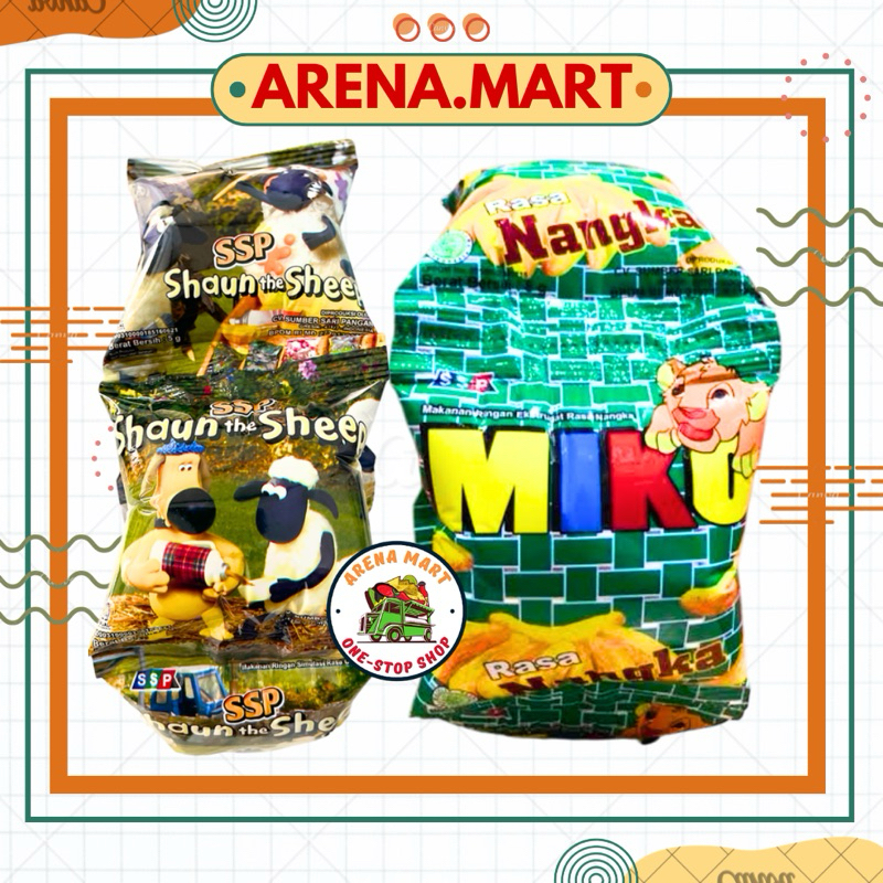 

Snack Chiki Ciki Jadul Shaun the sheep Miko Nangka 1 Renceng isi 10 Pcs