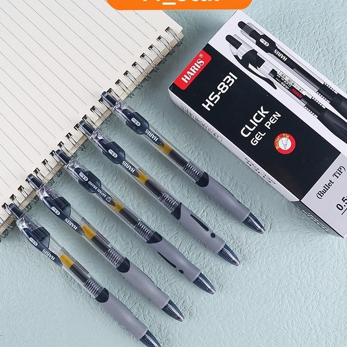 

Spesial 12pcs Pulpen Gel Cetek Q Gel Pen Clik 5 mm Motif Pena Joyko Kantor