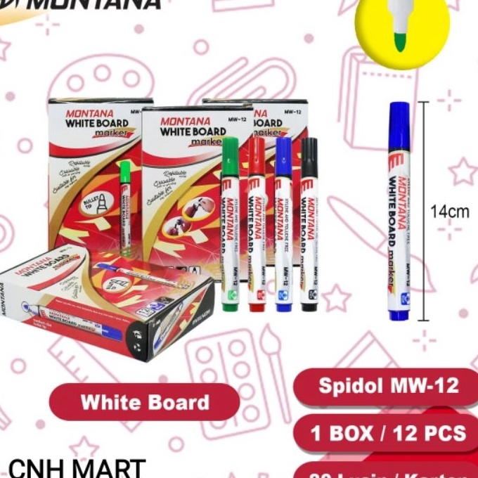 

Cepat Spidol White Board Montana 12 pcs Hitam