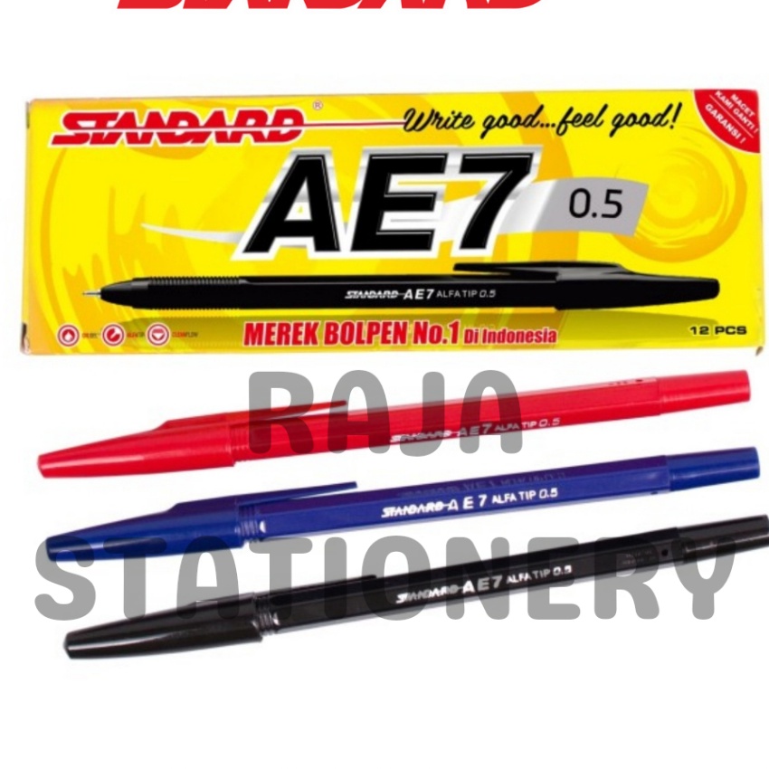 

KI3 STANDARD BALL PEN AE7 BLACK BLUE RED 5 BOLPEN PENA PEN STANDARD AE7 HITAM BIRU MERAH 5 12PCS