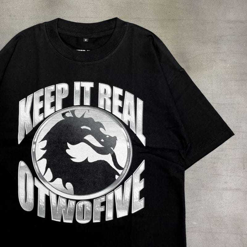 KEEP IT REAL X OTWOFIVE BORN 2 HATE Black Cotton combed 24s